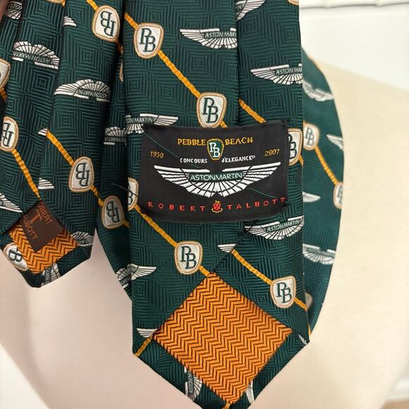 Robert Talbott Pebble Beach Concours ASTON MARTIN Men's Neck Tie Green One Size - Picture 2 of 5